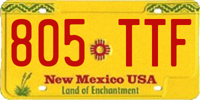 NM license plate 805TTF