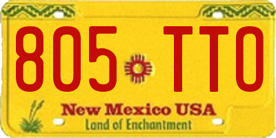 NM license plate 805TTO