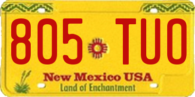 NM license plate 805TUO