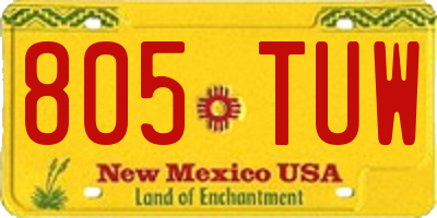 NM license plate 805TUW
