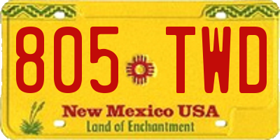 NM license plate 805TWD