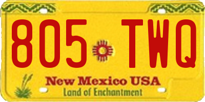 NM license plate 805TWQ