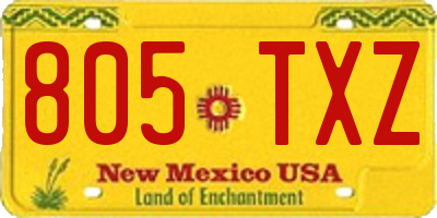 NM license plate 805TXZ