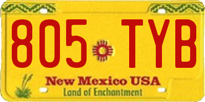 NM license plate 805TYB