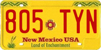 NM license plate 805TYN