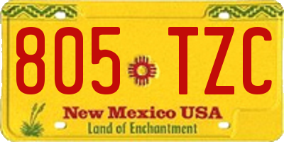 NM license plate 805TZC