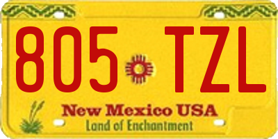 NM license plate 805TZL