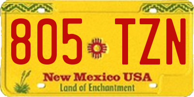 NM license plate 805TZN