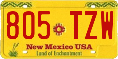 NM license plate 805TZW