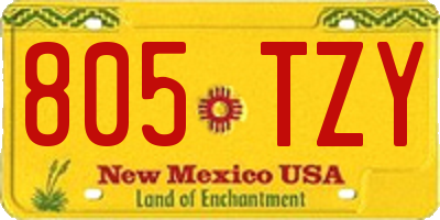 NM license plate 805TZY