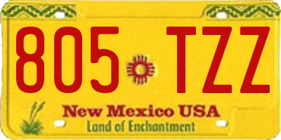 NM license plate 805TZZ