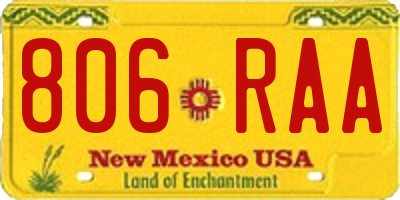 NM license plate 806RAA