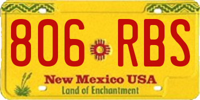 NM license plate 806RBS