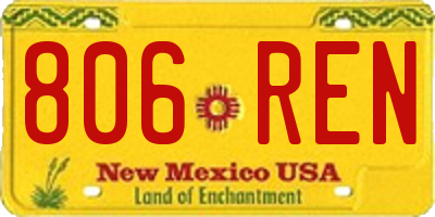 NM license plate 806REN