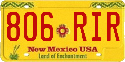 NM license plate 806RIR