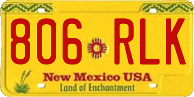 NM license plate 806RLK