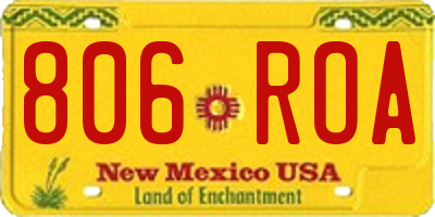 NM license plate 806ROA