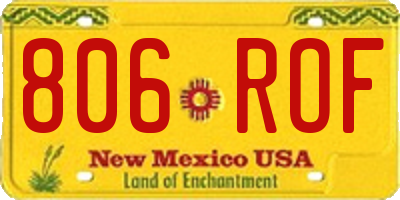 NM license plate 806ROF