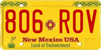 NM license plate 806ROV