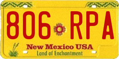 NM license plate 806RPA