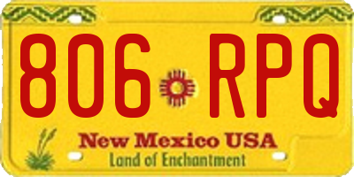 NM license plate 806RPQ