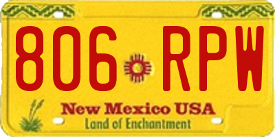 NM license plate 806RPW
