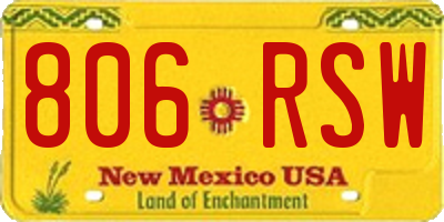 NM license plate 806RSW