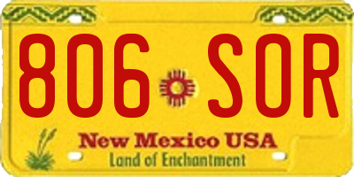 NM license plate 806SOR