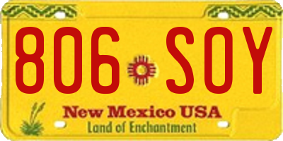 NM license plate 806SOY