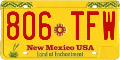 NM license plate 806TFW