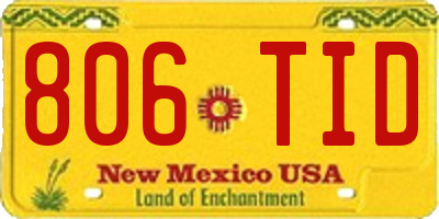 NM license plate 806TID
