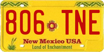 NM license plate 806TNE