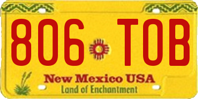 NM license plate 806TOB