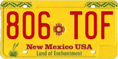 NM license plate 806TOF
