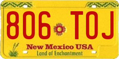 NM license plate 806TOJ