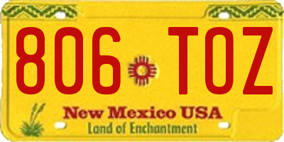 NM license plate 806TOZ
