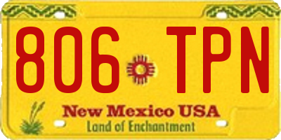 NM license plate 806TPN