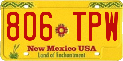NM license plate 806TPW