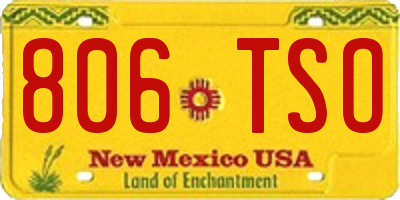 NM license plate 806TSO