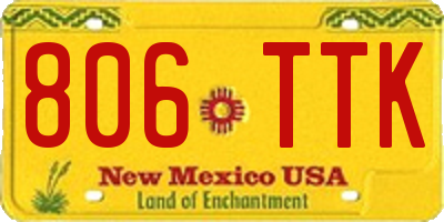 NM license plate 806TTK