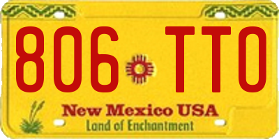 NM license plate 806TTO