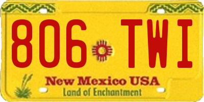 NM license plate 806TWI