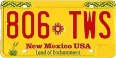 NM license plate 806TWS