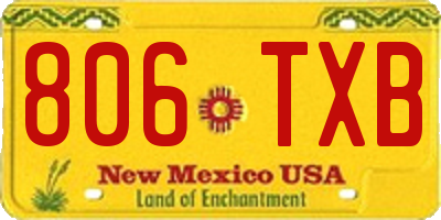 NM license plate 806TXB