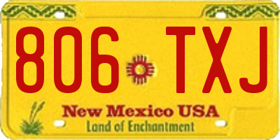 NM license plate 806TXJ