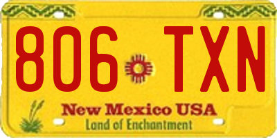 NM license plate 806TXN