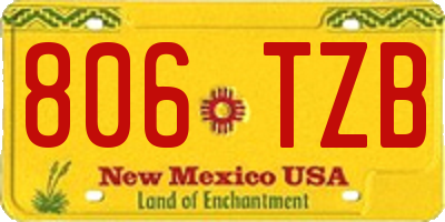 NM license plate 806TZB