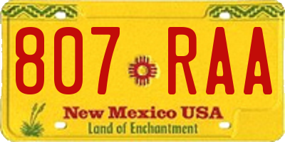 NM license plate 807RAA