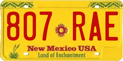 NM license plate 807RAE