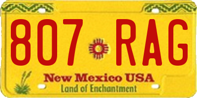 NM license plate 807RAG